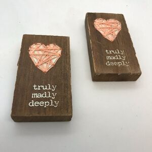 Heart Wood Magnet Set Primitives by Kathy Pink NWT